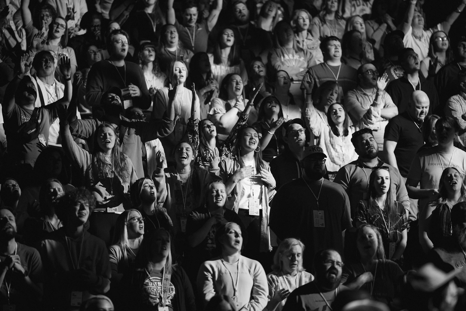 A large group of people sitting in a room